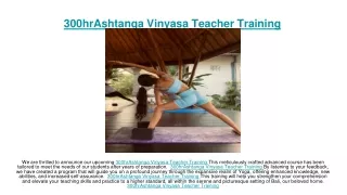 300hrAshtanga Vinyasa Teacher Training