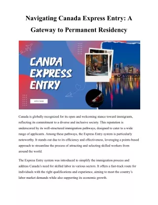 Navigating Canada Express Entry: A Gateway to Permanent Residency