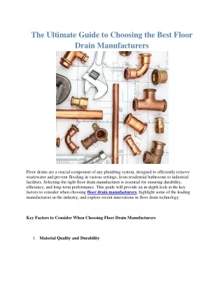 The Ultimate Guide to Choosing the Best Floor Drain Manufacturers