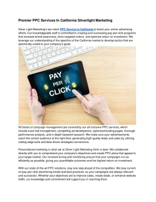 Premier PPC Services In California Silverlight Marketing