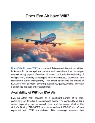 Does Eva Air have Wifi?