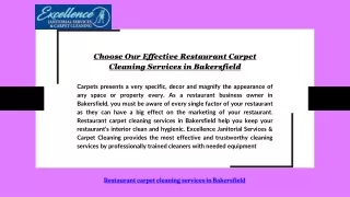 Choose Our Effective Restaurant Carpet Cleaning Services in Bakersfield