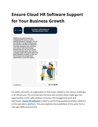 Ensure Cloud HR Software Support for Your Business Growth