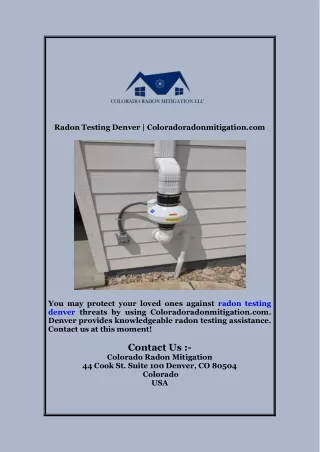 Radon Testing Denver  Coloradoradonmitigation com