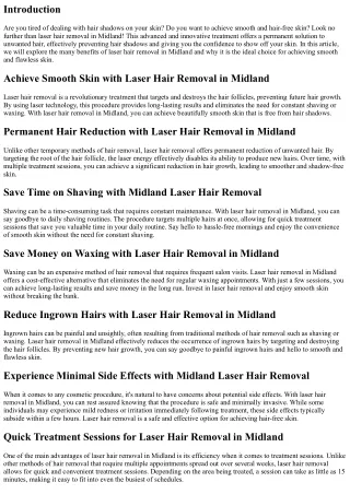 Prevent Hair Shadows with Laser Hair Removal in Midland