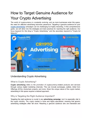 How to Target Genuine Audience for Your Crypto Advertising