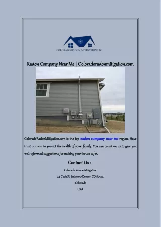 Radon Company Near Me  Coloradoradonmitigation com