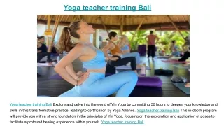 Yoga teacher training Bali