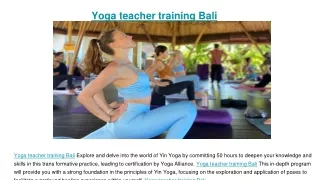Yoga teacher training Bali