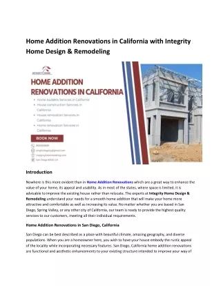 Home Addition Renovations in California with Integrity Home Design