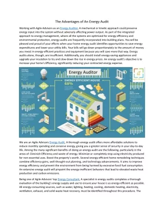 The Advantages of An Energy Audit10.7.24