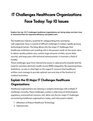 IT Challenges Healthcare Organizations Face Today_ Top 10 Issues