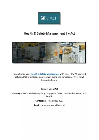 Health & Safety Management | viAct