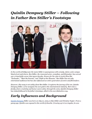 Quinlin Dempsey Stiller – Following in Father Ben Stiller’s Footsteps