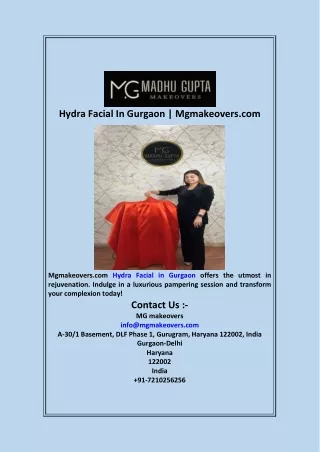 Hydra Facial In Gurgaon  Mgmakeovers com