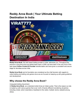 Reddy Anna Book _ Your Ultimate Betting Destination In India