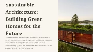 Sustainable Architecture_ Building Green Homes for the Future