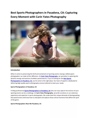 Best Sports Photographers in Pasadena, CA Capturing Every Moment with Carin Yates Photography