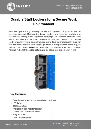 Durable Staff Lockers for a Secure Work Environment