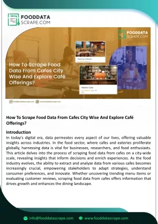 How to Scrape Food Data from Cafes City wise and Explore Cafe Offerings?