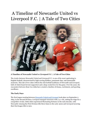 A Timeline of Newcastle United vs Liverpool F