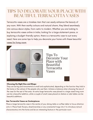 Tips To Decorate Your Place with Beautiful Terracotta Vases