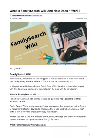 What Is FamilySearch Wiki And How Does It Work.