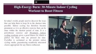 High-Energy Burn 30-Minute Indoor Cycling Workout to Boost Fitness