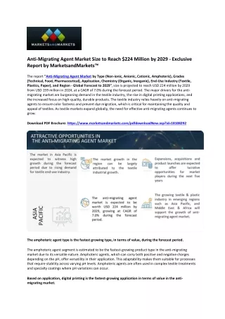 Anti-Migrating Agent Market Expected to Reach $224 Million by 2029