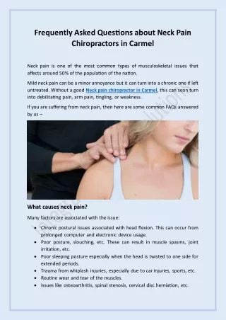 Frequently Asked Questions about Neck Pain Chiropractors in Carmel