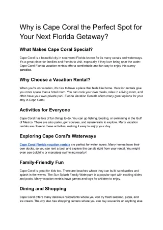 Why is Cape Coral the Perfect Spot for Your Next Florida Getaway_