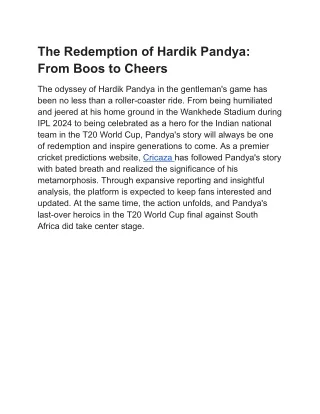 The Redemption of Hardik Pandya_ From Boos to Cheers