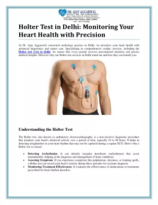 Affordable Holter Test Cost in Delhi from the Best Cardiologist