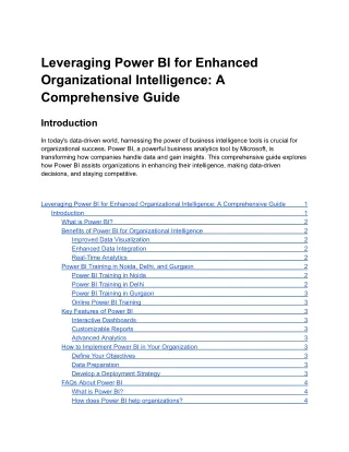 Leveraging Power BI for Enhanced Organizational Intelligence_ A Comprehensive Guide