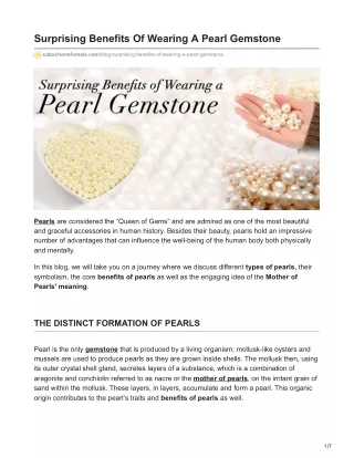 Surprising Benefits Of Wearing A Pearl Gemstone