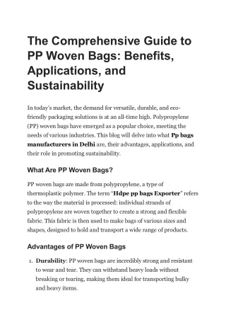 The Comprehensive Guide to PP Woven Bags