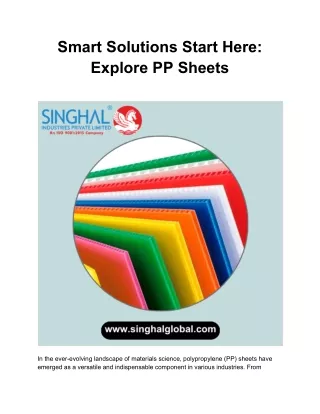 Exploring the Boundless Applications of PP Sheets in Everyday Life
