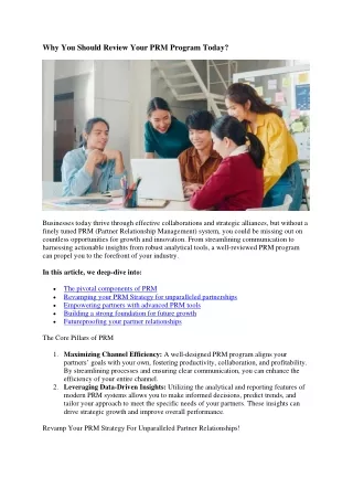 Why You Should Review Your PRM Program