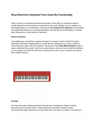 Shop Electronic Keyboard From Casio By Functionality