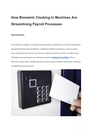 How Biometric Clocking In Machines Are Streamlining Payroll Processes