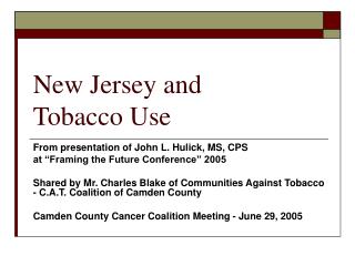 New Jersey and Tobacco Use