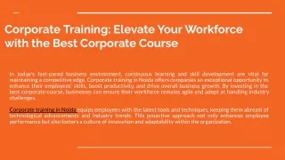 Corporate Training in Noida