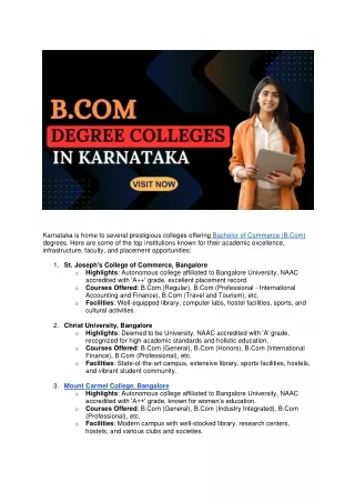 B.Com Degree Colleges in Karnataka