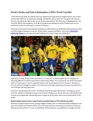 Brazil's Decline and Path to Redemption at FIFA World Cup 2026