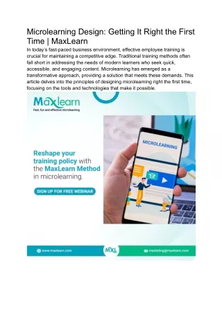 Microlearning Design_ Getting It Right the First Time _ MaxLearn
