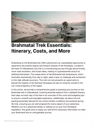 Brahmatal Trek Essentials Itinerary, Costs, and More