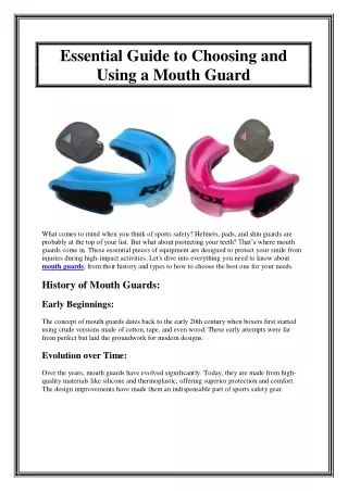 Essential Guide to Choosing and Using a Mouth Guard