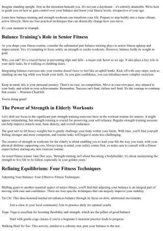 Mastering Equilibrium: 4 Must-Try Techniques for Enhancing Senior Fitness