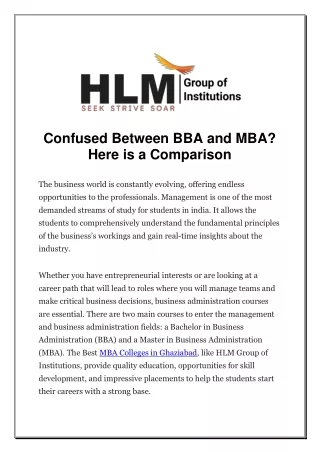 Confused Between BBA and MBA? Here is a Comparison