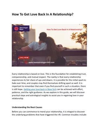 How To Get Love Back In A Relationship